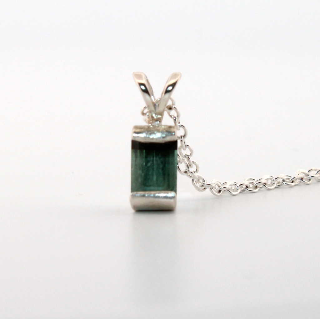 Natural BiColored Tourmaline Sterling Silver Necklace Nt49